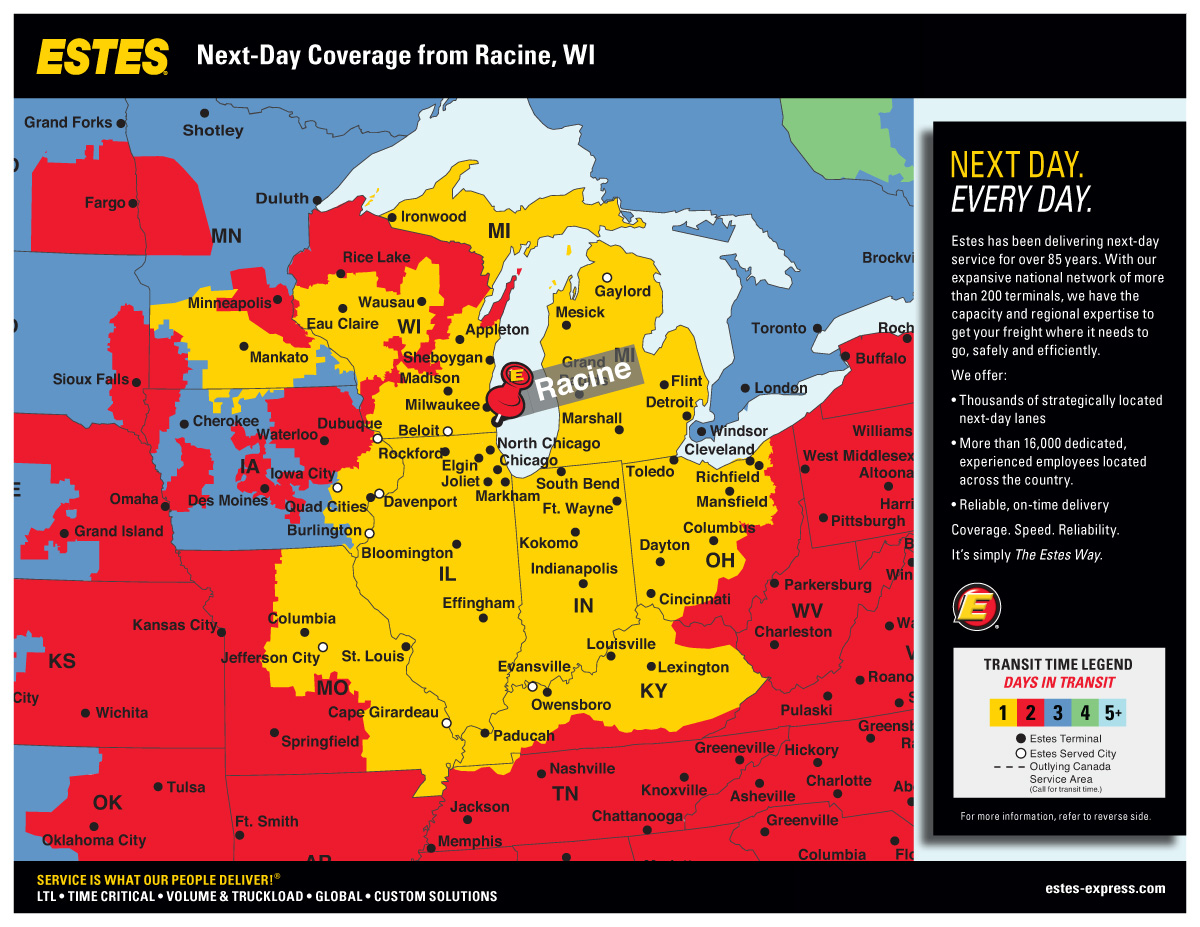LTL Freight Shipping Racine WI Final Mile Estes Express Lines